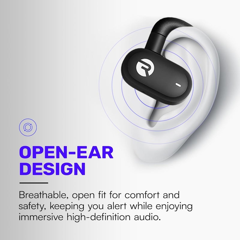 Raycon Fitness Open Earbuds – True Wireless Open Ear Bluetooth Headphones, Hook Design, IPX5 Water Resistant, 40 Hours of Battery Life (Black) - Image 5